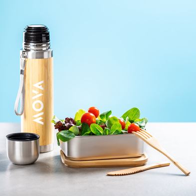 Bamboo Lunch Box, cutlery, thermos